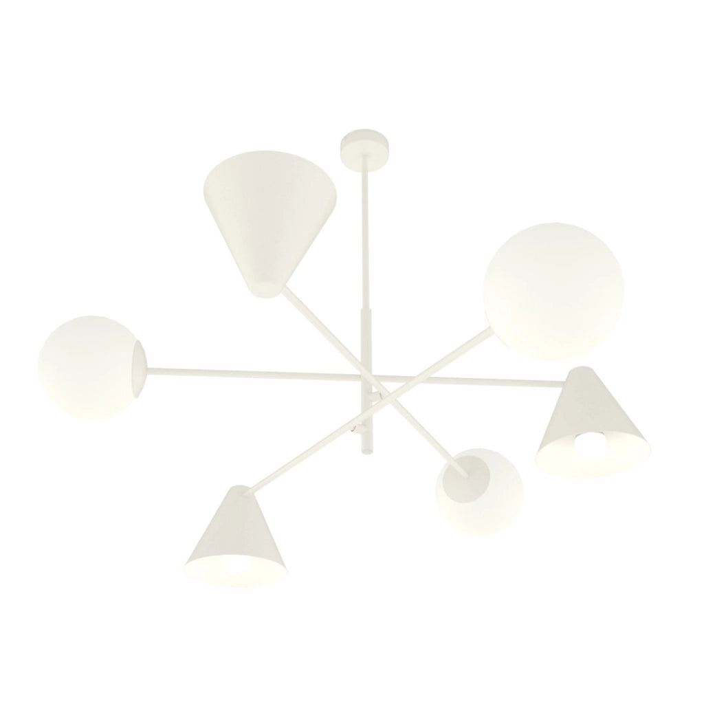 Lampada sospesa bianca HERMES 3 coni vetro 6xE14 Emibig