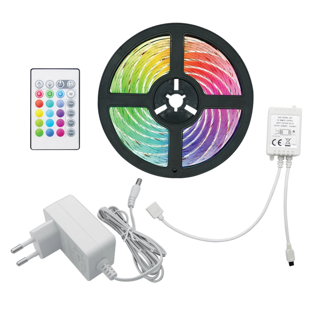 Alcapower Kit Striscia LED COB 1m IP65 RGB 12V 15W con Dimmer IR, 810 LED, Angolo 180 gradi, Protezione impermeabile per illuminazione decorativa