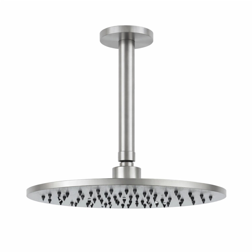 SINED Kit Soffione Doccia Soffitto Acciaio Inox 316L Finitura Canna Fucile Gun Metal Braccio e Soffione 30 cm Resistenti alla Corrosione per Interno ed Esterno KIT-SOFFITTO-SOFFIONE-LEVANTE-CORTO-30-C