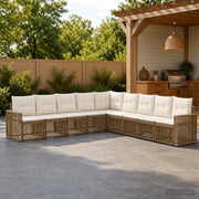 Set Divano da Giardino 9 pz Beige e Bianco Crema polyrattan 3435147