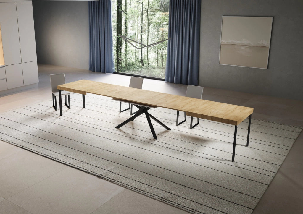 Tavolo Allungabile 200-460x90x77 cm Niket Quercia Natura Gambe Antracite