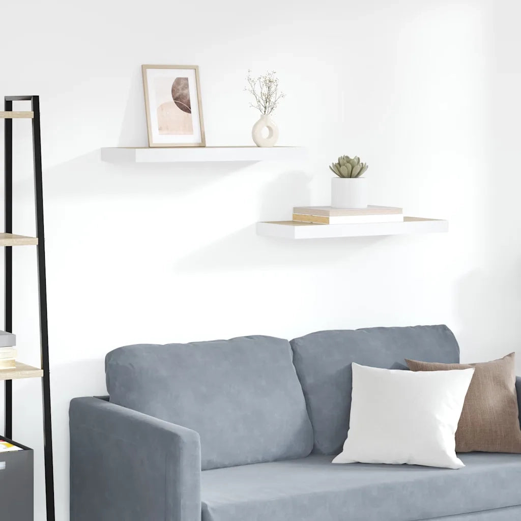 Scaffali a Parete 2 pz Rovere e Bianco 60x23,5x3,8 cm in MDF 326577