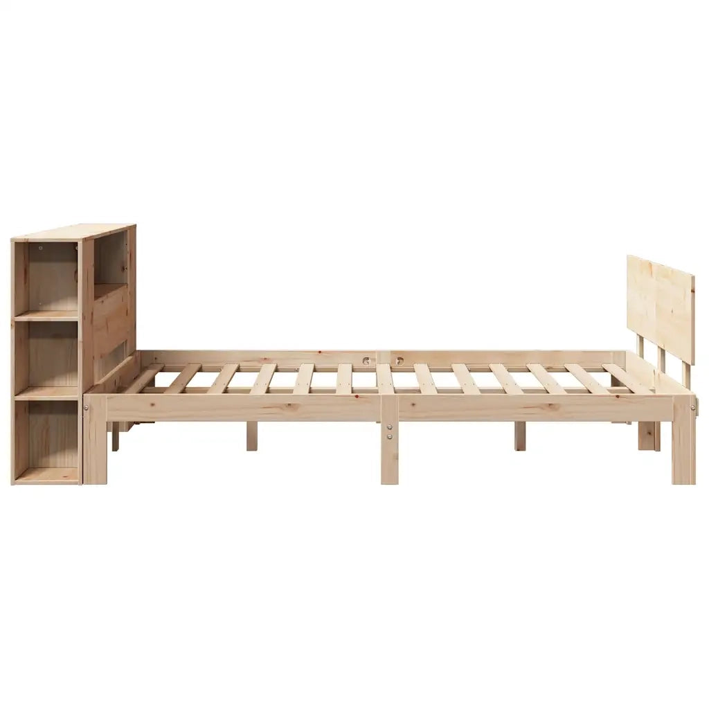 Letto Libreria senza Materasso-Struttura Letto con contenitore 135x190 cm in Legno di Pino 149719