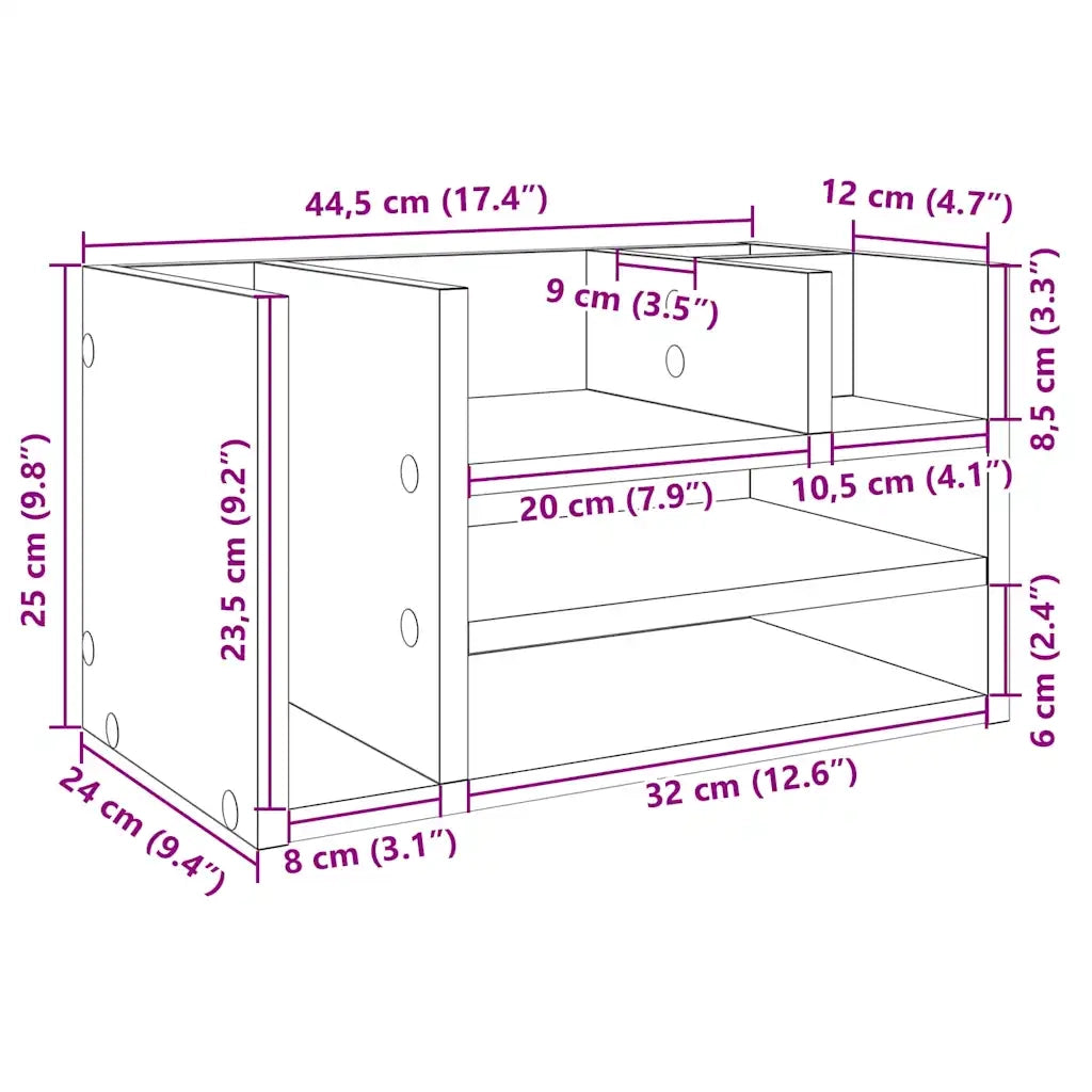 Organizer da Scrivania Bianco 44,5x24x25 cm Legno Multistrato CFW2671642