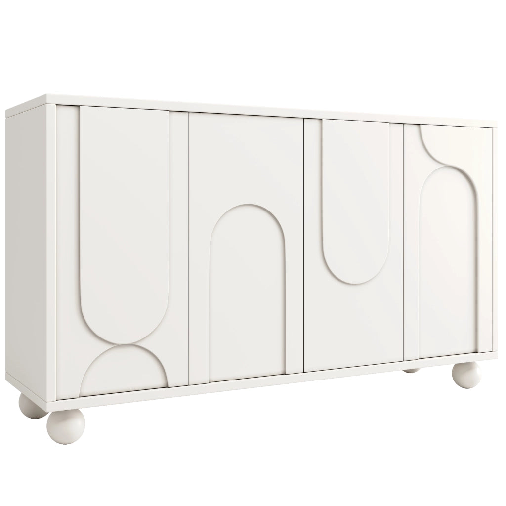 Madia con 2 Ante e Ripiano Regolabile; Antiribaltamento; Stile Moderno; in MDF; 120??35??71 cm; Bianco