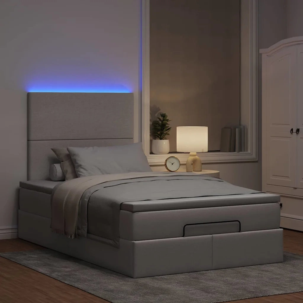 Struttura Letto Pouf con Materasso Tortora 120x200cm in Tessuto 3313917