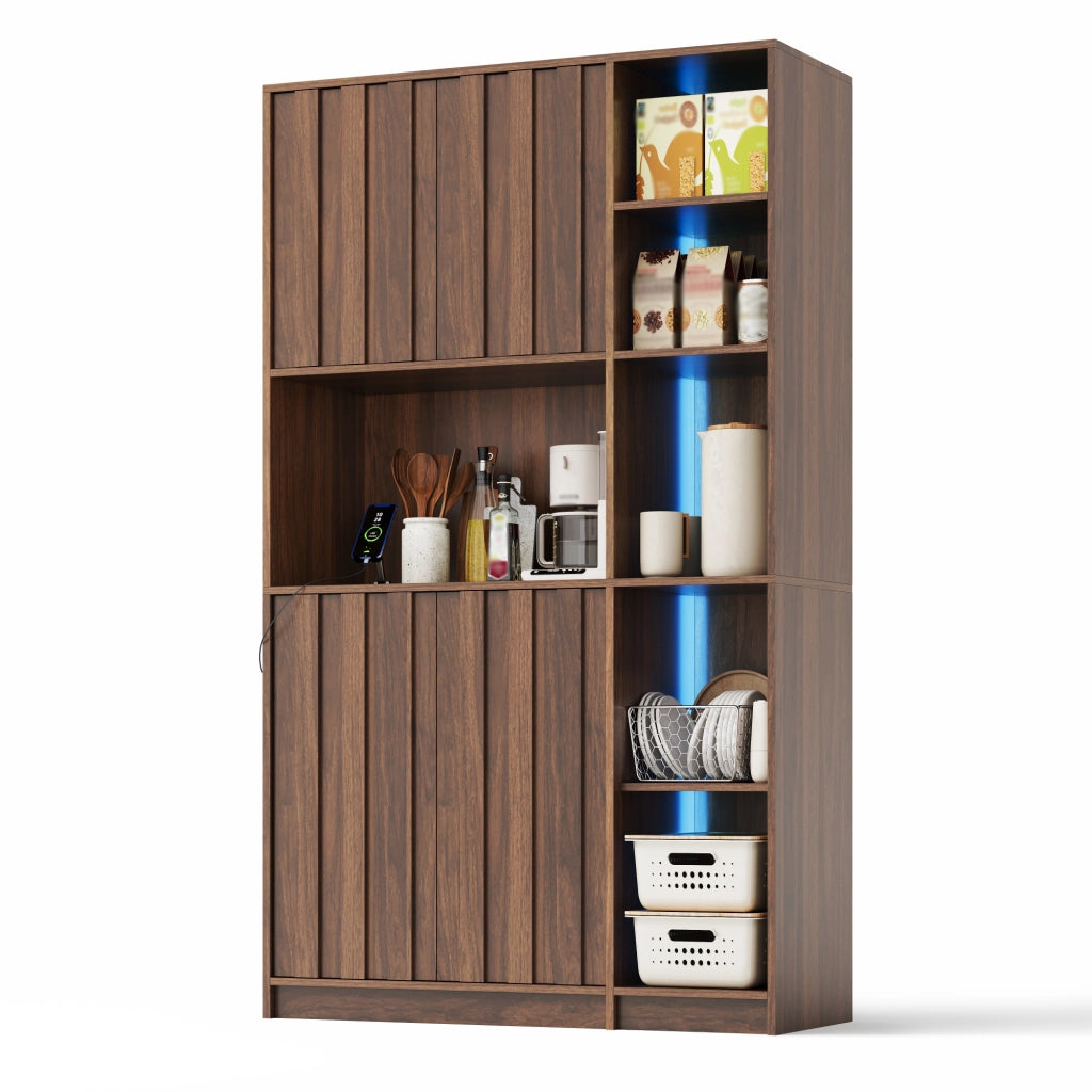 Credenza alta da cucina con prese USB e LED RGB; MDF; 105 x 40 x 180 cm