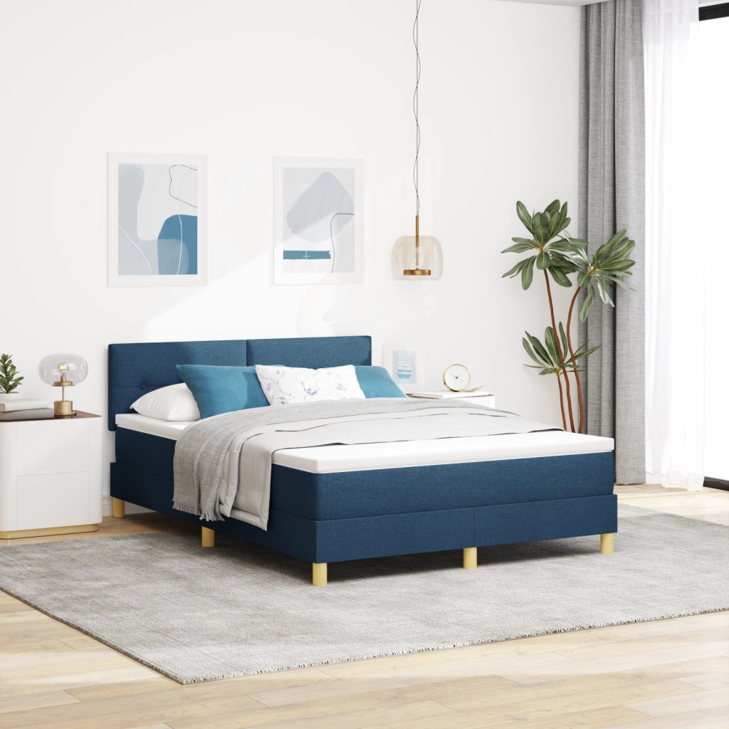 Letto Box Spring con Materasso Blu 140x190 cm Tessuto