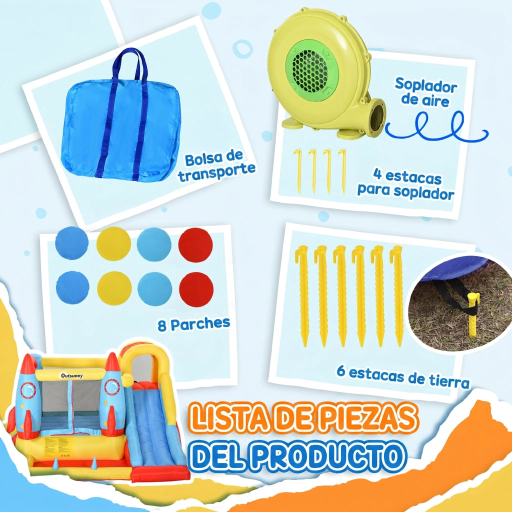 Casetta gonfiabile per bambini con 2 scivoli e piscina ¨C zephmum ¨C 330x265x185 cm multicolore