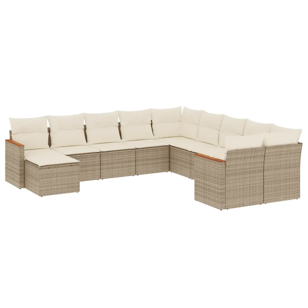 Set Divani da Giardino 11 pz con Cuscini Beige in Polyrattan 3258971