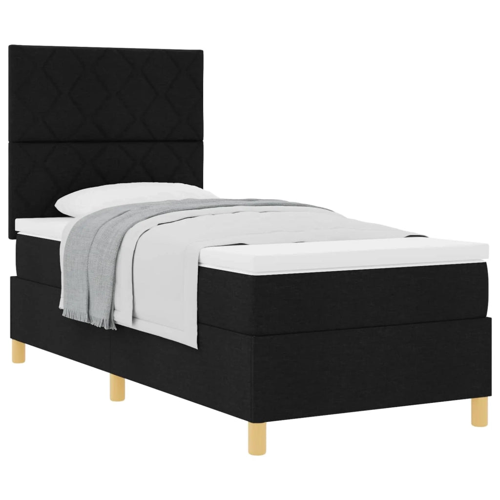 Letto a molle con materasso Nero 90 x 200 cm Tessuto 3339667