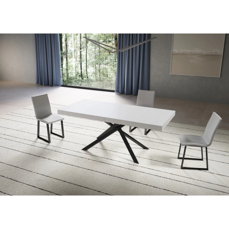 Tavolo allungabile 200/460x90 cm Niket telaio Antracite - Bianco Frassino