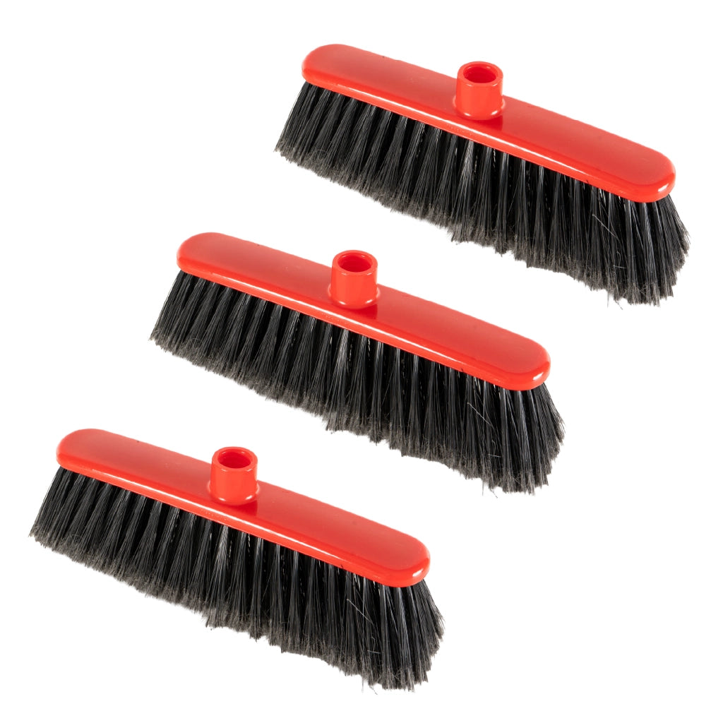 Set 3 Ricambi Scopa da Interno 30 cm – Prodotto Italiano, Setole Morbide Alta Densità, Attacco Universale Filettato 2,2 cm, Ricambio per Pavimenti Interni