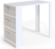 Tavolo bar alto, Bianco, 57 x 117 cm, con ripiani aperti per riporre utensili da cucina
