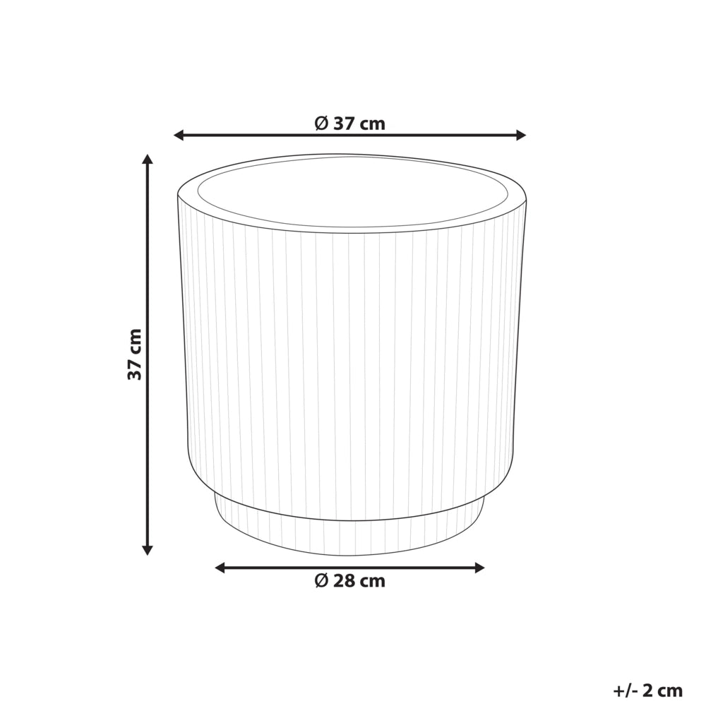 Fioriera in argilla Taupe Fibra Vaso per piante da giardino 37 x 37 x 37 cm Foro di drenaggio Finitura verticale a coste Giardino esterno Patio
