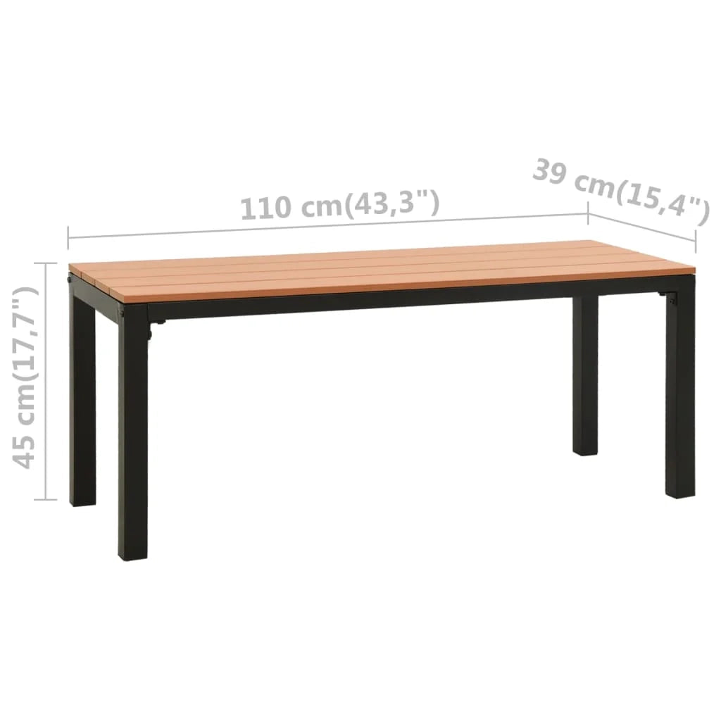 Panca da giardino mobili da esterno per patio terrazza 110 x 39 x 45 cm acciaio e WPC marrone e nero 02_0011163
