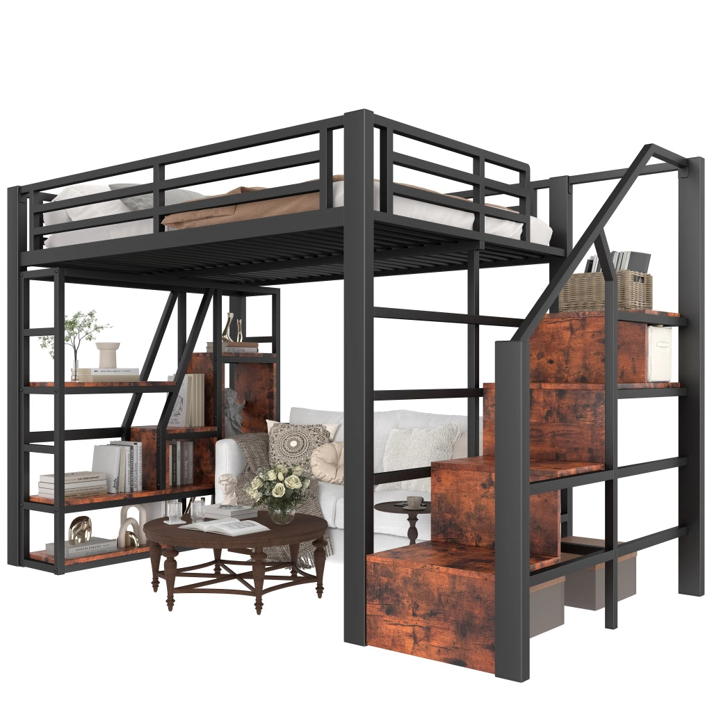 Letto a castello nero 140x200 cm con struttura in metallo e MDF
