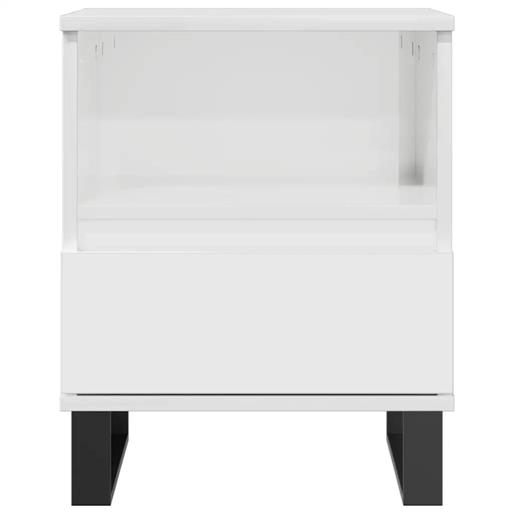 Comodino | Armadio da Notte | Mobiletto da notte Bianco Lucido 40x35x50 cm in Legno Multistrato