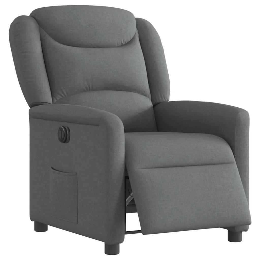 Poltrona | Sedia Relax Elettrica Reclinabile Grigio Scuro in Tessuto