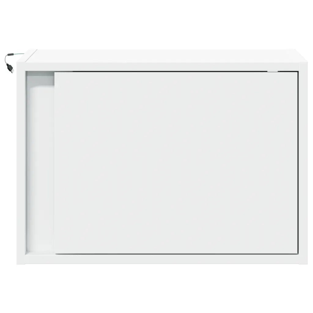 Comodino a Parete con Luci LED Bianco