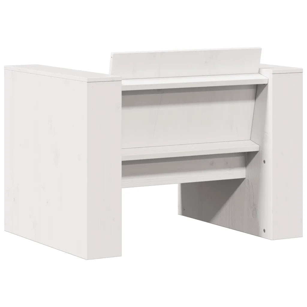 Divano da giardino-Sofa da Giardino-Divano da esterno Bianco 79x60x62 cm in Legno Massello di Pino