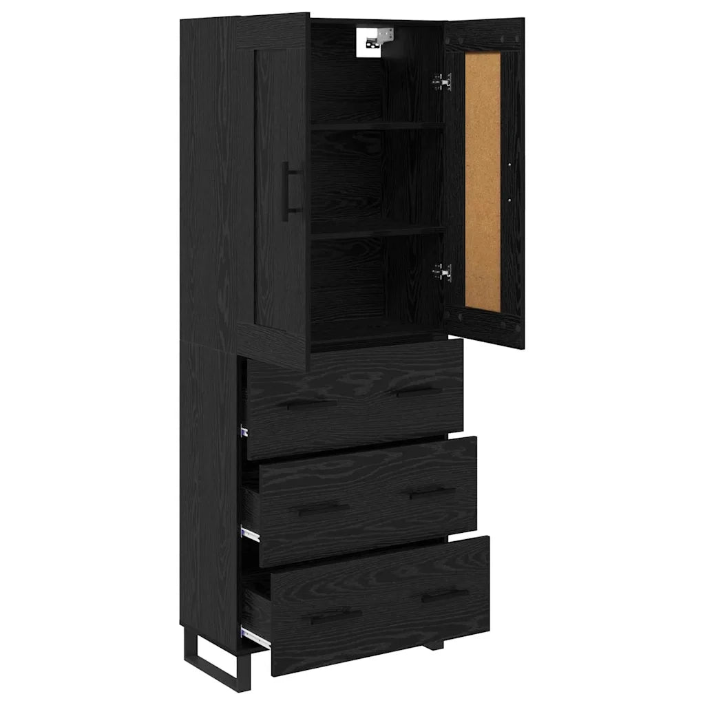 Credenza Rovere Nero 69,5 x 34 x 180 cm Legno multistrato 3416175