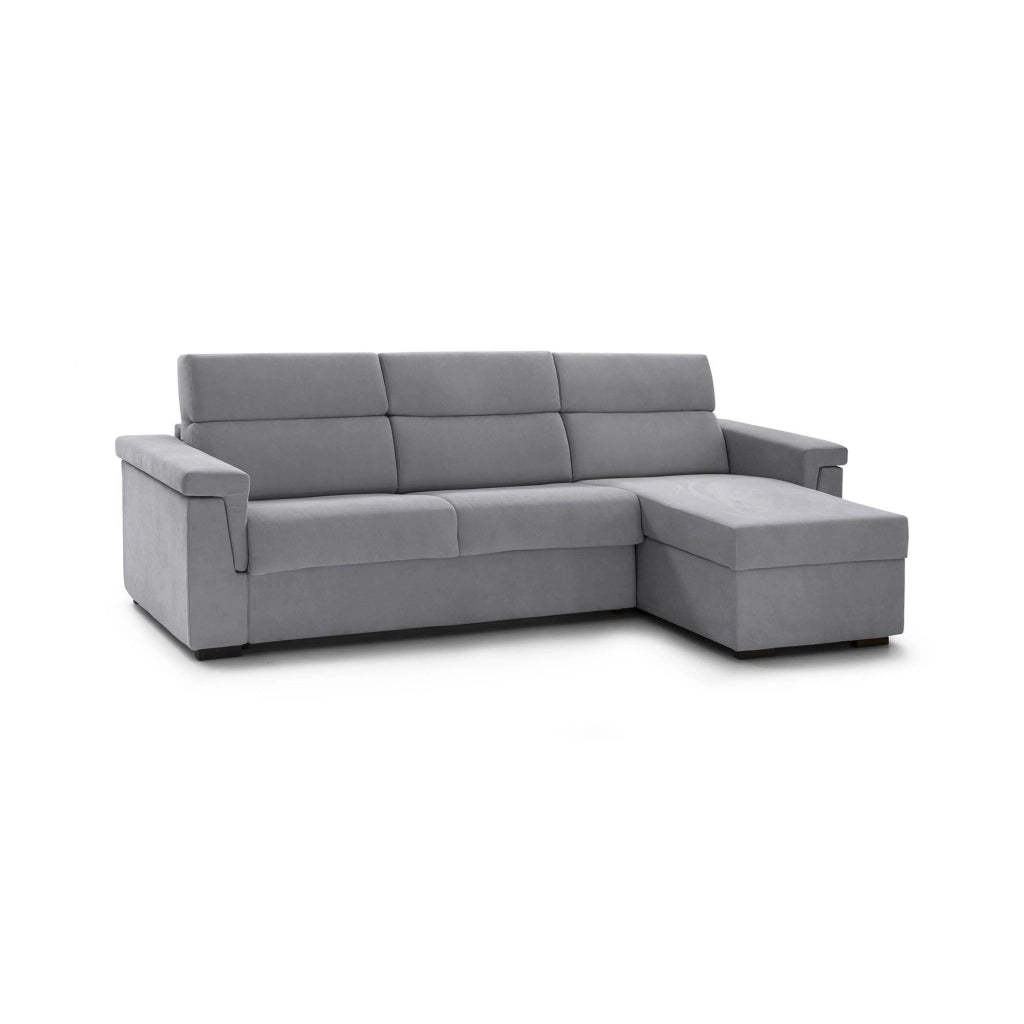Cintano, Divano Fisso con Penisola Sfoderabile Made in Italy, 285x160 cm Grigio