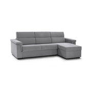 Cintano, Divano Fisso con Penisola Sfoderabile Made in Italy, 285x160 cm Grigio