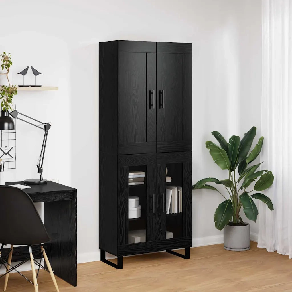 Credenza Rovere Nero 69,5 x 34 x 180 cm Legno multistrato