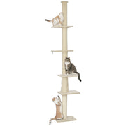 Tiragraffi per gatti ¨C zephmum ¨C 225-275 cm regolabile crema bianco