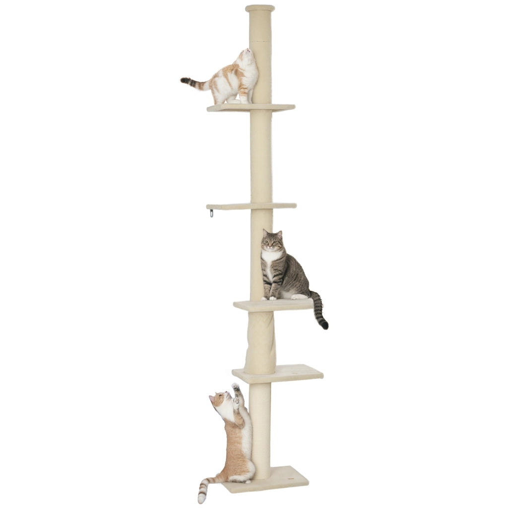 Tiragraffi per gatti ¨C zephmum ¨C 225-275 cm regolabile crema bianco