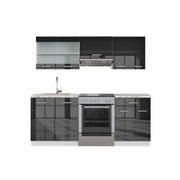 Cucina componibile Fame-Line Antracite lucido/Bianco 200 cm, PL Marmo Vicco