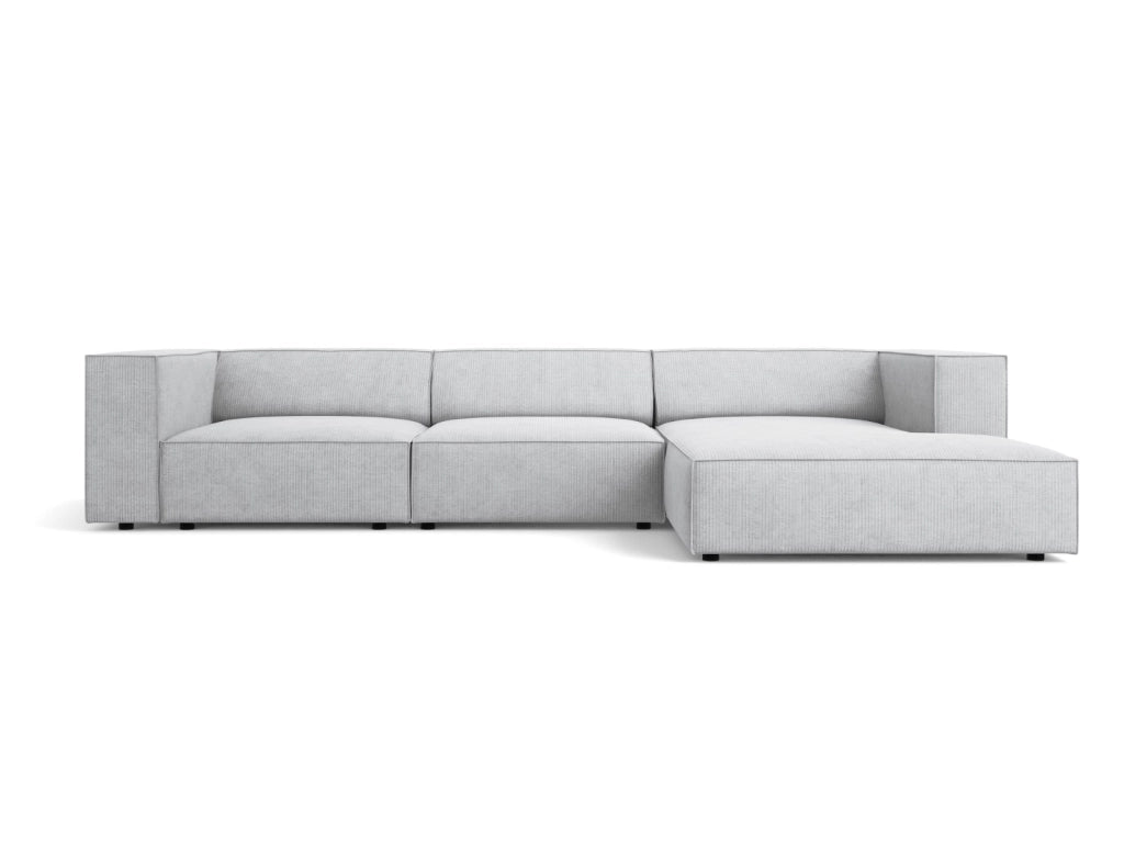 Cosmopolitan Design - Divano angolare destro "Arendal" 4 posti in ciniglia con effetto a coste grigio chiaro 