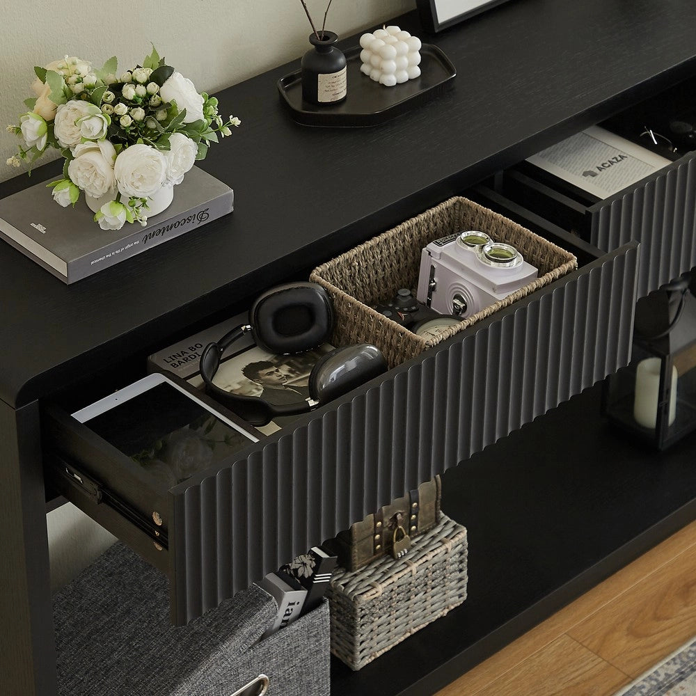 Consolle da Ingresso ¨C Minimal ¨C Nero 2 cassetti ripiano 150 cm