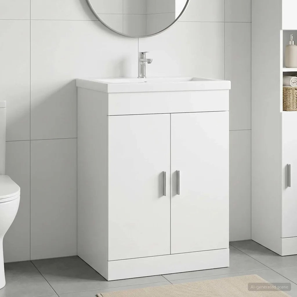 Mobiletto da Bagno Sotto Lavabo Bianco 56 x 37,5 x 81 cm 890680