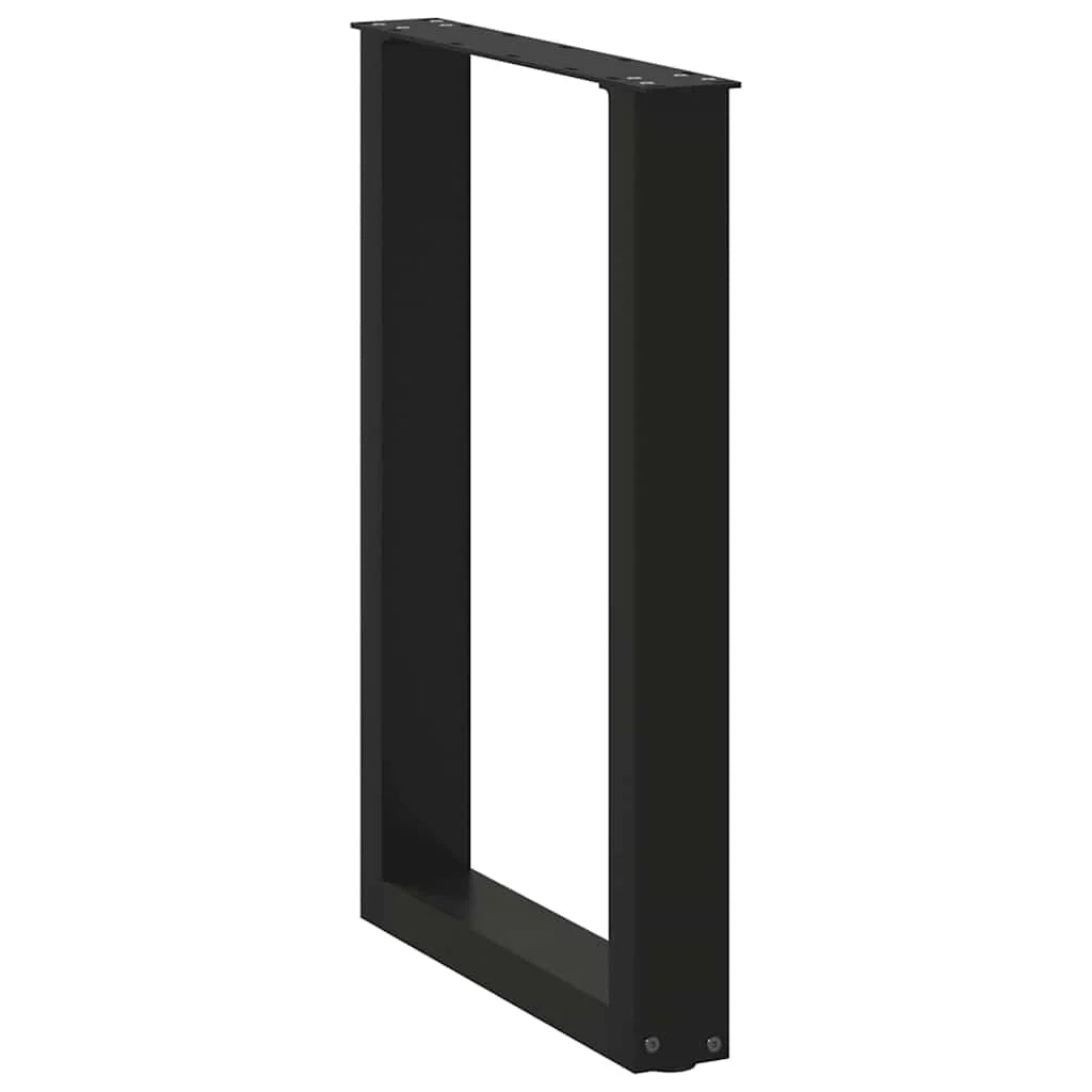 Set di 2 gambe per tavolo da pranzo a forma di U 50 x 72-73 cm con piedini livellatori stile moderno acciaio nero 02_0057416