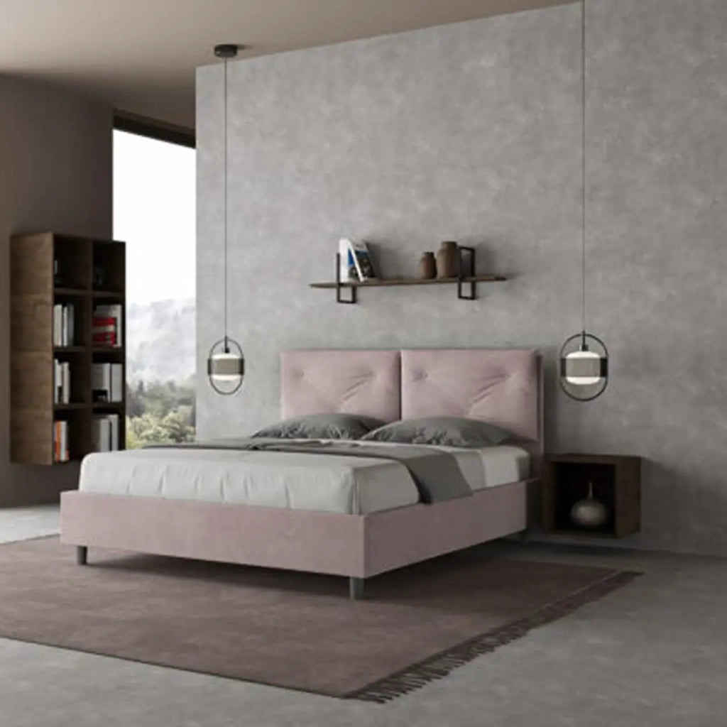 Letto matrimoniale senza rete imbottito 160x200 microfibra glicine Appia