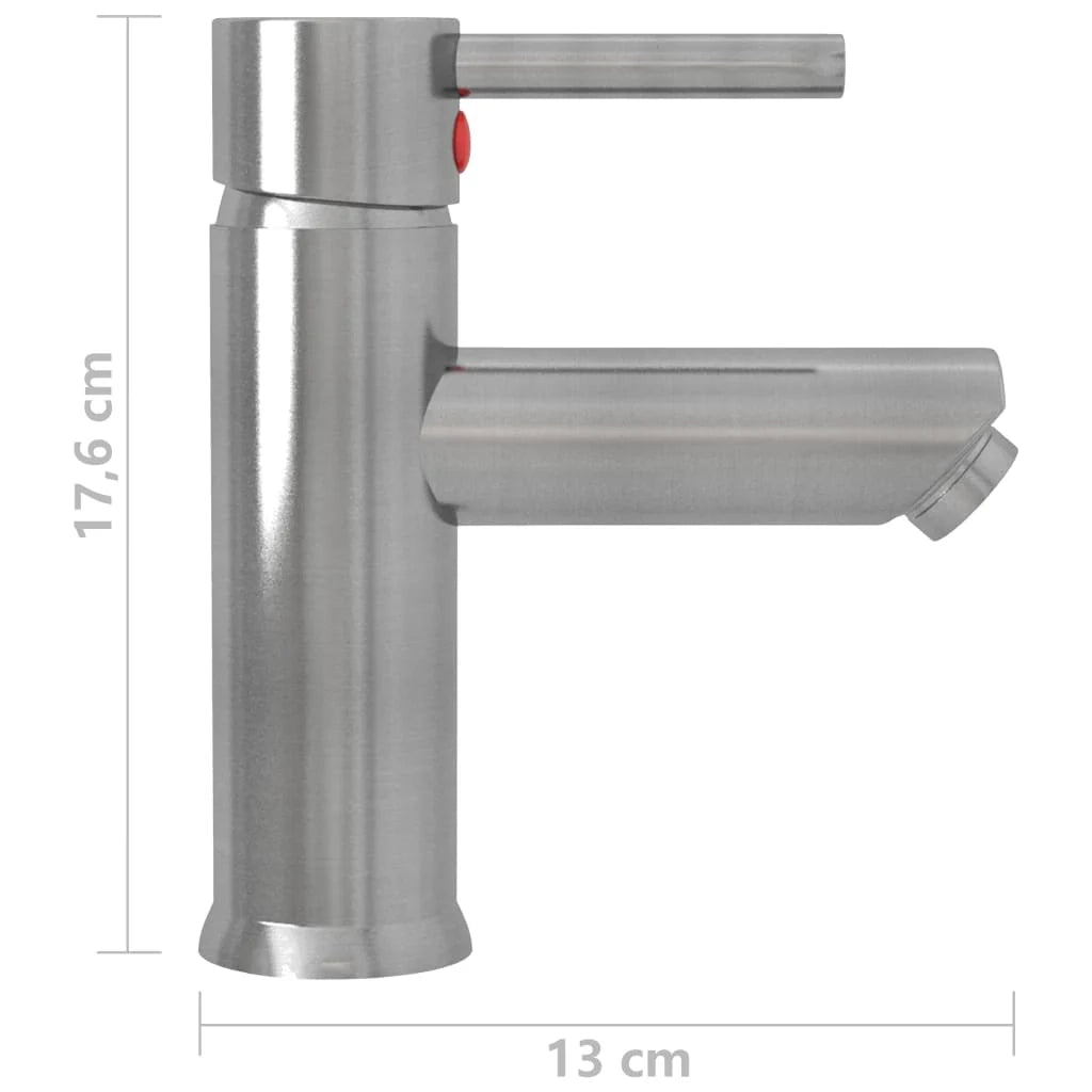 Rubinetto per lavabo da bagno miscelatore per bagno rubinetto per interni argento 17,6 cm 02_0003514