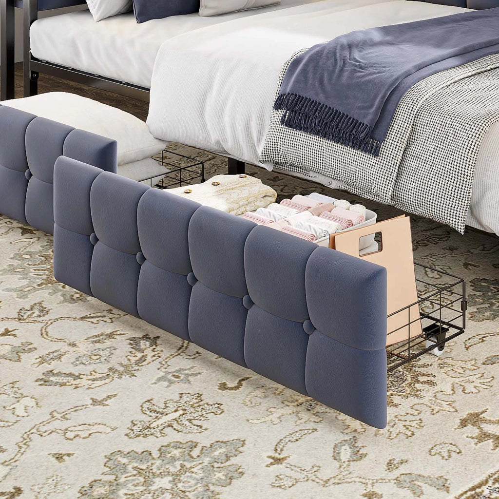 Letto sofa imbottito tessuto 90x200 cm