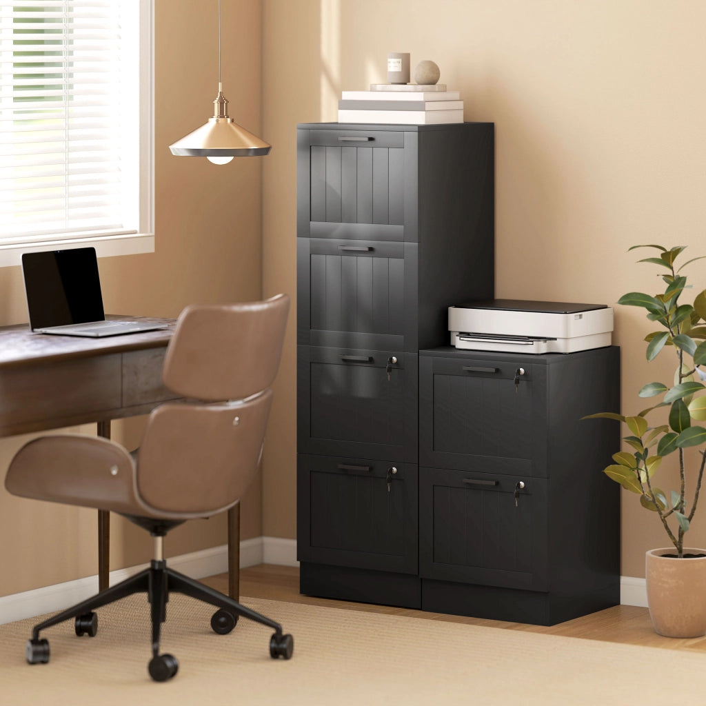 Scrivania con cassetti e sospensioni ¨C Zephmum ¨C Nero 40x40x131 cm