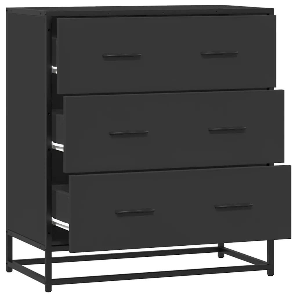 Credenza | Madia | Buffet da pranzo | Armadio da pranzo Rovere Nera 68x35x76 cm in Truciolato e Metallo