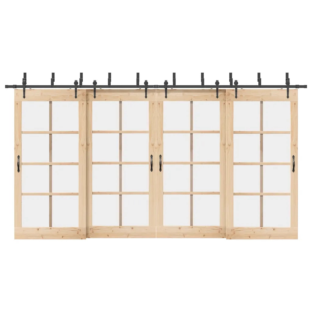 Kit di Binari per Porte Scorrevoli 427 cm Acciaio Nero 3295746