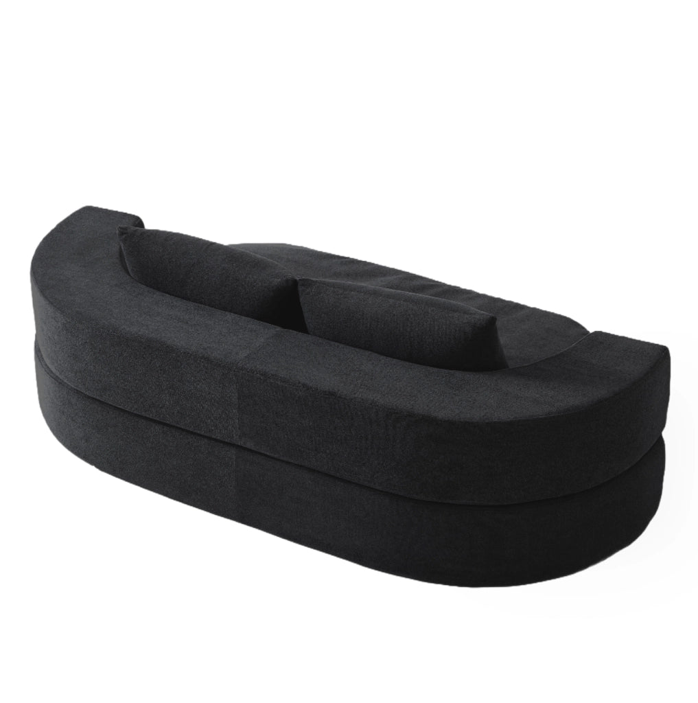 Divano letto pieghevole 3 in 1 in flanella nera; senza montaggio; convertibile per soggiorno