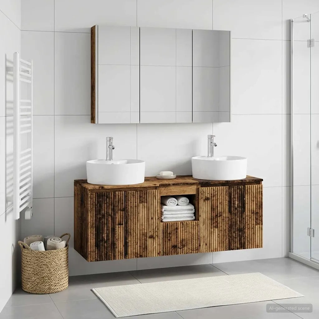 Set di Armadi da Bagno 4 pcs Legno antico Legno ingegnerizzato 3406469