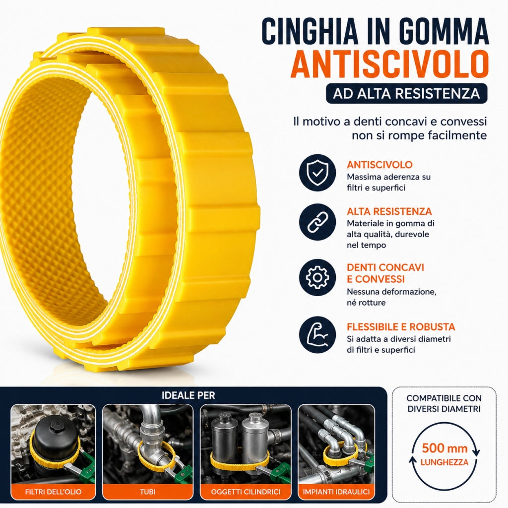 Chiave a Cinghia 9 Pollici per Filtro Olio Auto e Moto con Nastro 500mm 05040
