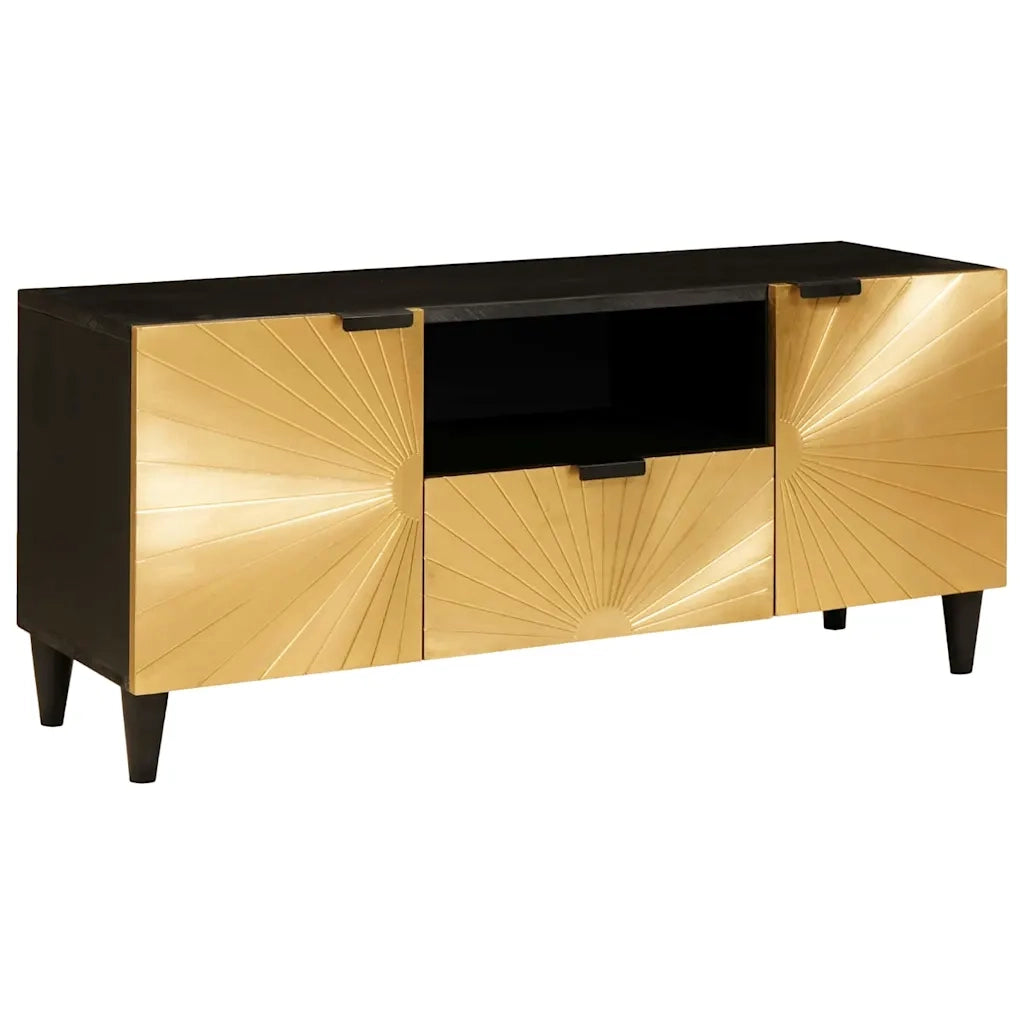 Mobile TV-Credenza per TV-Console TV Nero e Oro 105 x 33 x 46 cm Legno multistrato 583708