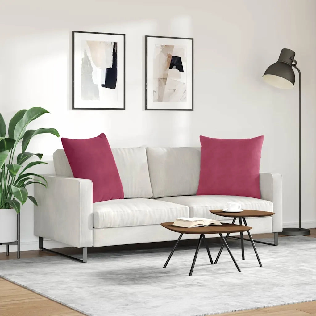 Cuscini da Divano 2 pz | Cuscini per sedie Rosso Vino 80 x 80 cm Tessuto in Cords