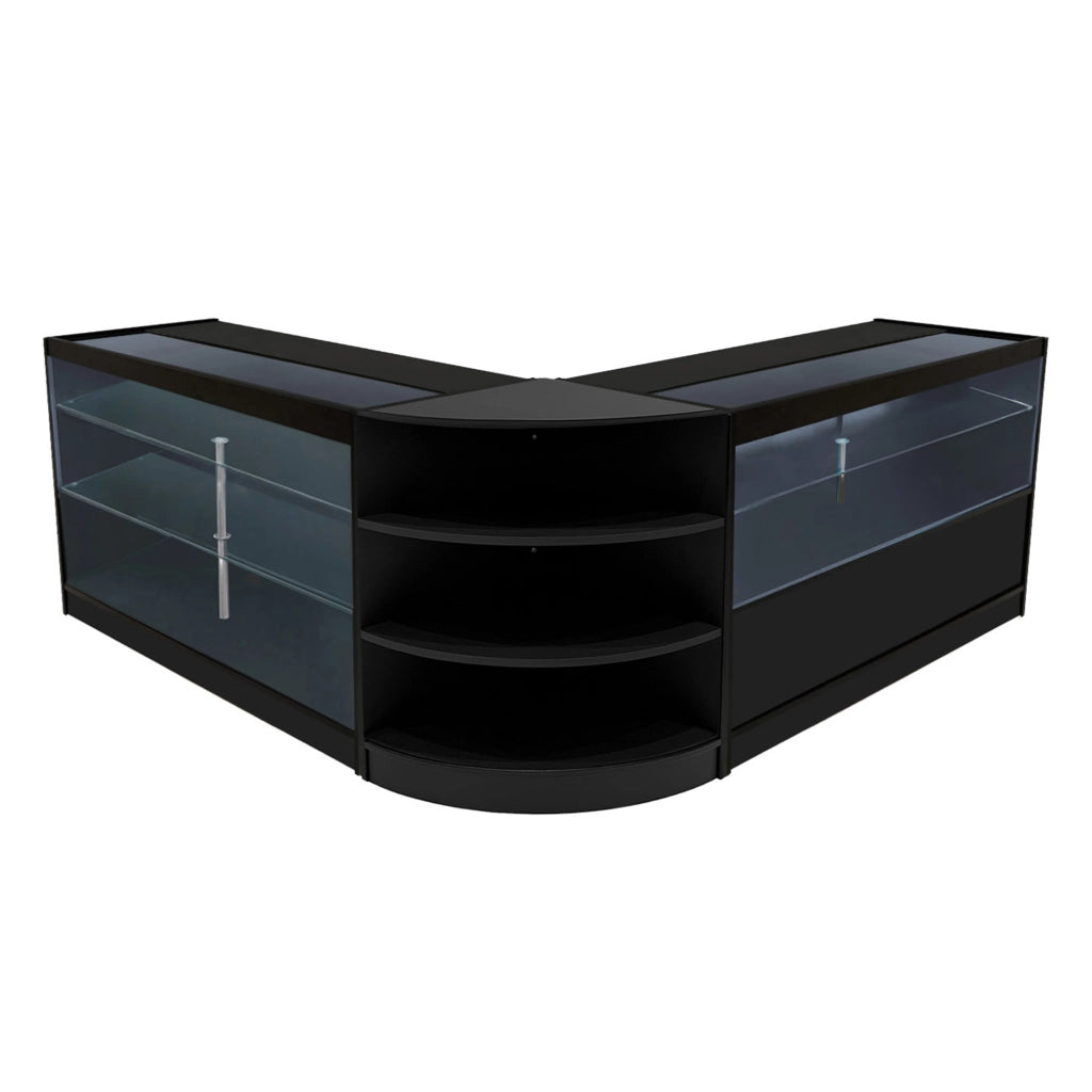Set Banconi Nero Calliope LED K1500 C1500 LM60 Vetrina con Ante Scorrevoli