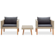 Set Divani da Giardino 3 pz con Cuscini in Polyrattan Beige 310217