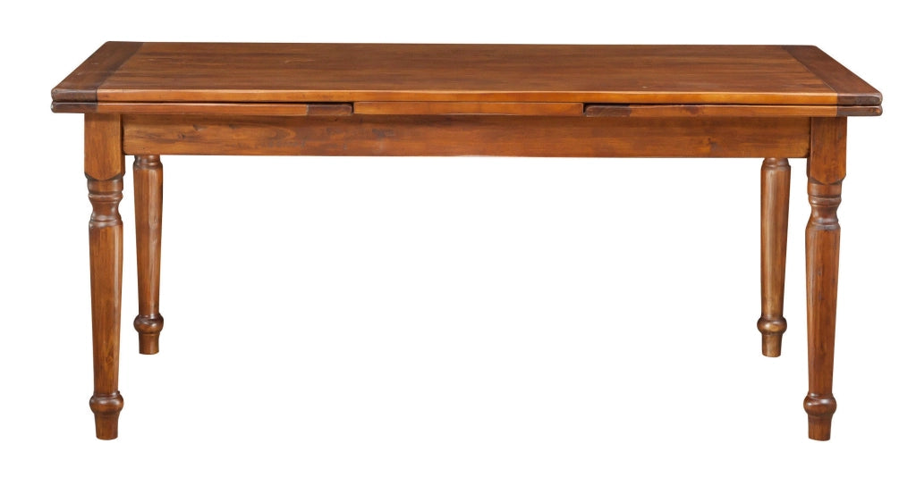 Biscottini Tavolo allungabile Country in legno massello di tiglio finitura noce. Made in Italy
